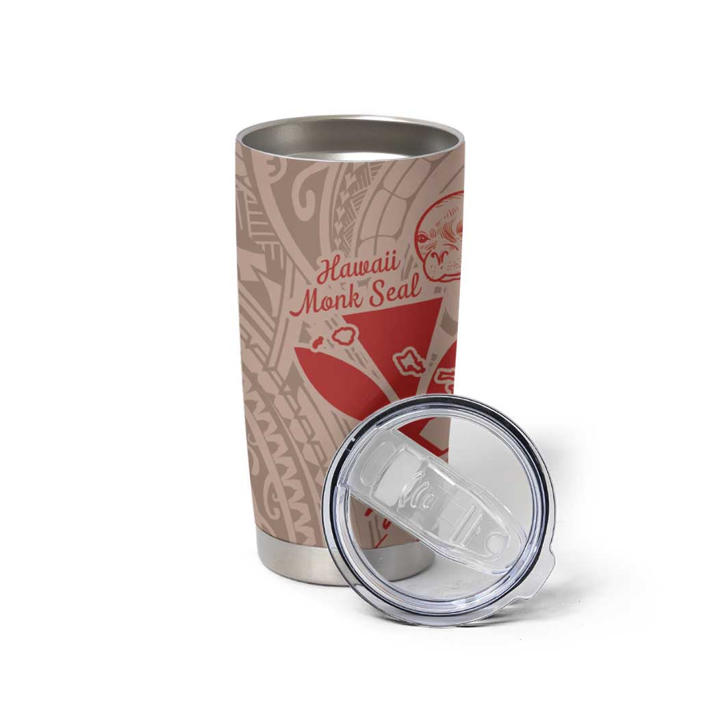 Hawaii Monk Seal and Map Tumbler Cup Polynesian Kanaka Maoli Red Vibe
