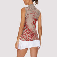 Hawaii Monk Seal and Map Women Sleeveless Polo Shirt Polynesian Kanaka Maoli Red Vibe LT9 - Polynesian Pride