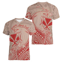 Hawaii Monk Seal and Map Women V-Neck T-Shirt Polynesian Kanaka Maoli Red Vibe LT9 - Polynesian Pride