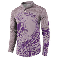 Hawaii Monk Seal and Map Button Sweatshirt Polynesian Kanaka Maoli Violet Vibe LT9 - Polynesian Pride