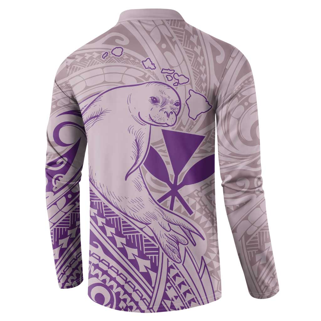Hawaii Monk Seal and Map Button Sweatshirt Polynesian Kanaka Maoli Violet Vibe LT9 - Polynesian Pride