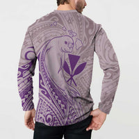Hawaii Monk Seal and Map Button Sweatshirt Polynesian Kanaka Maoli Violet Vibe LT9 - Polynesian Pride
