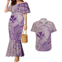 Hawaii Monk Seal and Map Couples Matching Mermaid Dress and Hawaiian Shirt Polynesian Kanaka Maoli Violet Vibe LT9 Violet - Polynesian Pride