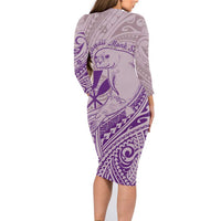 Hawaii Monk Seal and Map Family Matching Long Sleeve Bodycon Dress and Hawaiian Shirt Polynesian Kanaka Maoli Violet Vibe LT9 - Polynesian Pride