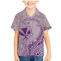 Hawaii Monk Seal and Map Family Matching Mermaid Dress and Hawaiian Shirt Polynesian Kanaka Maoli Violet Vibe LT9 Son's Shirt Violet - Polynesian Pride