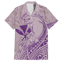 Hawaii Monk Seal and Map Family Matching Off The Shoulder Long Sleeve Dress and Hawaiian Shirt Polynesian Kanaka Maoli Violet Vibe LT9 Dad's Shirt - Short Sleeve Violet - Polynesian Pride