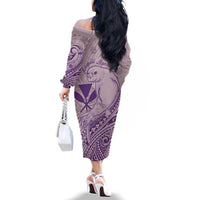 Hawaii Monk Seal and Map Family Matching Off The Shoulder Long Sleeve Dress and Hawaiian Shirt Polynesian Kanaka Maoli Violet Vibe LT9 - Polynesian Pride