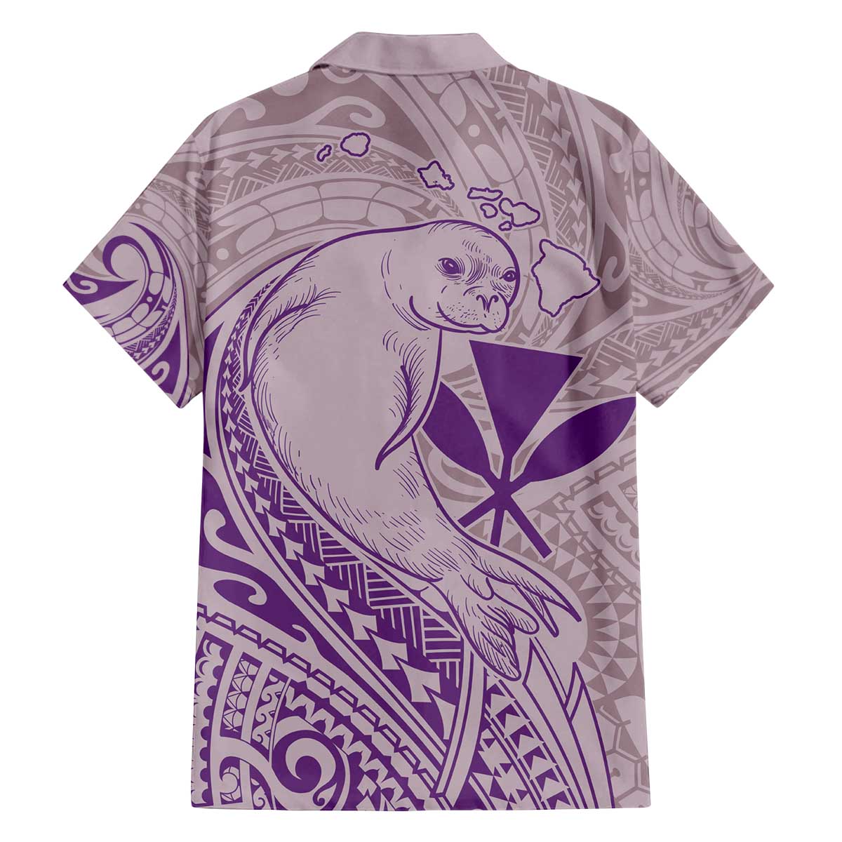 Hawaii Monk Seal and Map Family Matching Off Shoulder Short Dress and Hawaiian Shirt Polynesian Kanaka Maoli Violet Vibe LT9 - Polynesian Pride