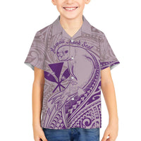 Hawaii Monk Seal and Map Family Matching Off Shoulder Short Dress and Hawaiian Shirt Polynesian Kanaka Maoli Violet Vibe LT9 Son's Shirt Violet - Polynesian Pride