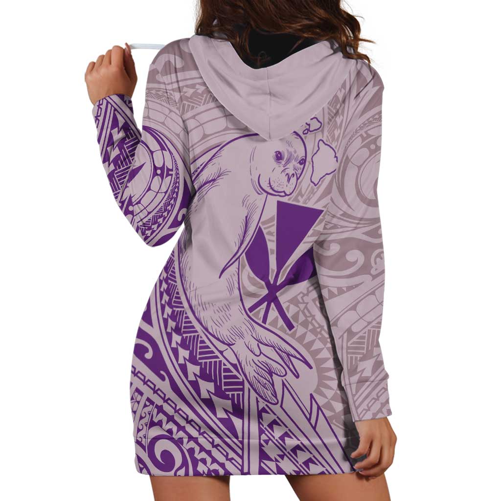 Hawaii Monk Seal and Map Hoodie Dress Polynesian Kanaka Maoli Violet Vibe LT9 - Polynesian Pride
