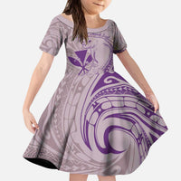 Hawaii Monk Seal and Map Kid Short Sleeve Dress Polynesian Kanaka Maoli Violet Vibe