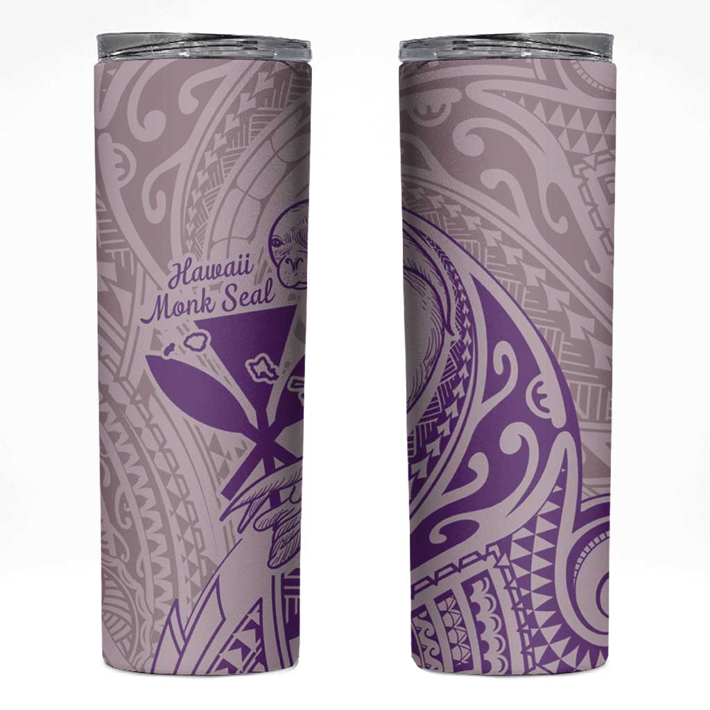 Hawaii Monk Seal and Map Skinny Tumbler Polynesian Kanaka Maoli Violet Vibe LT9 Violet - Polynesian Pride