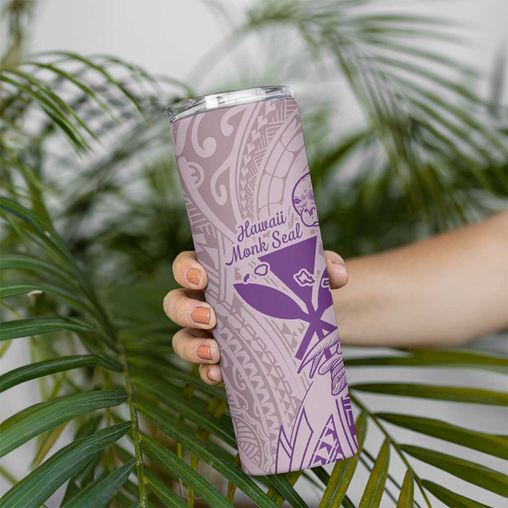 Hawaii Monk Seal and Map Skinny Tumbler Polynesian Kanaka Maoli Violet Vibe LT9 - Polynesian Pride