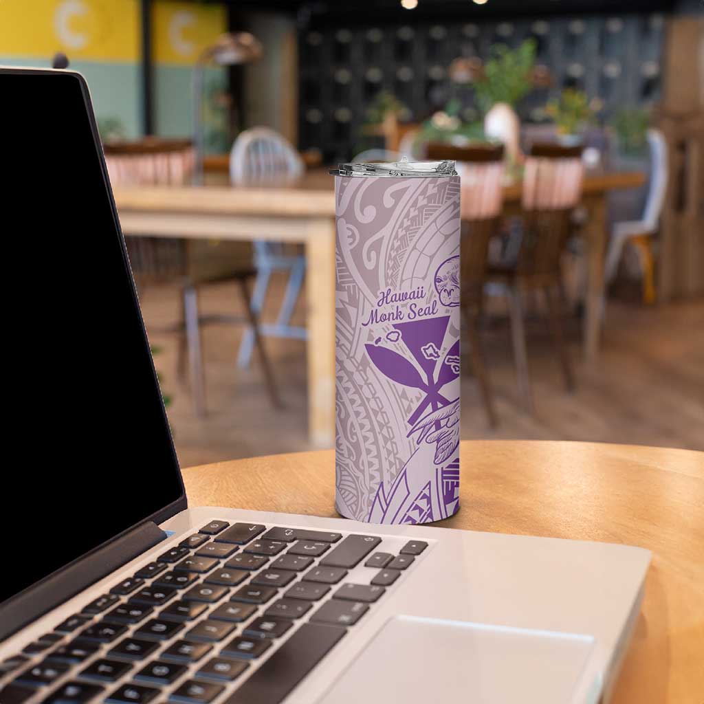 Hawaii Monk Seal and Map Skinny Tumbler Polynesian Kanaka Maoli Violet Vibe LT9 - Polynesian Pride