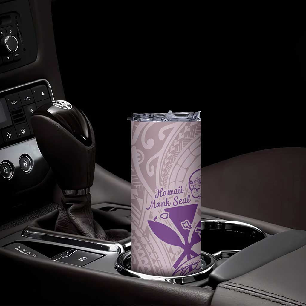 Hawaii Monk Seal and Map Skinny Tumbler Polynesian Kanaka Maoli Violet Vibe LT9 - Polynesian Pride