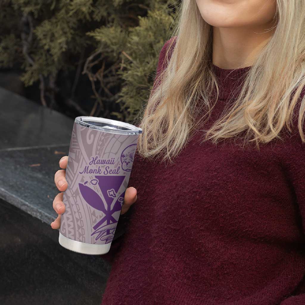 Hawaii Monk Seal and Map Tumbler Cup Polynesian Kanaka Maoli Violet Vibe