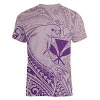 Hawaii Monk Seal and Map Women V-Neck T-Shirt Polynesian Kanaka Maoli Violet Vibe LT9 - Polynesian Pride