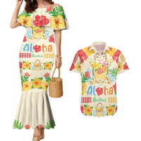Kawaii Turtle Couples Matching Mermaid Dress and Hawaiian Shirt Aloha Hibiscus Flowers LT9 Beige - Polynesian Pride
