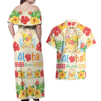 Kawaii Turtle Couples Matching Off Shoulder Maxi Dress and Hawaiian Shirt Aloha Hibiscus Flowers LT9 - Polynesian Pride