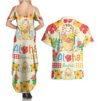 Kawaii Turtle Couples Matching Summer Maxi Dress and Hawaiian Shirt Aloha Hibiscus Flowers LT9 - Polynesian Pride