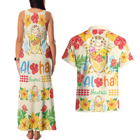 Kawaii Turtle Couples Matching Tank Maxi Dress and Hawaiian Shirt Aloha Hibiscus Flowers LT9 - Polynesian Pride