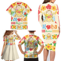 Kawaii Turtle Family Matching Long Sleeve Bodycon Dress and Hawaiian Shirt Aloha Hibiscus Flowers LT9 - Polynesian Pride