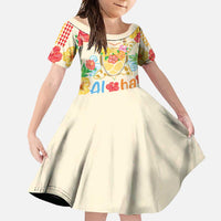 Kawaii Turtle Family Matching Mermaid Dress and Hawaiian Shirt Aloha Hibiscus Flowers LT9 Daughter's Dress Beige - Polynesian Pride