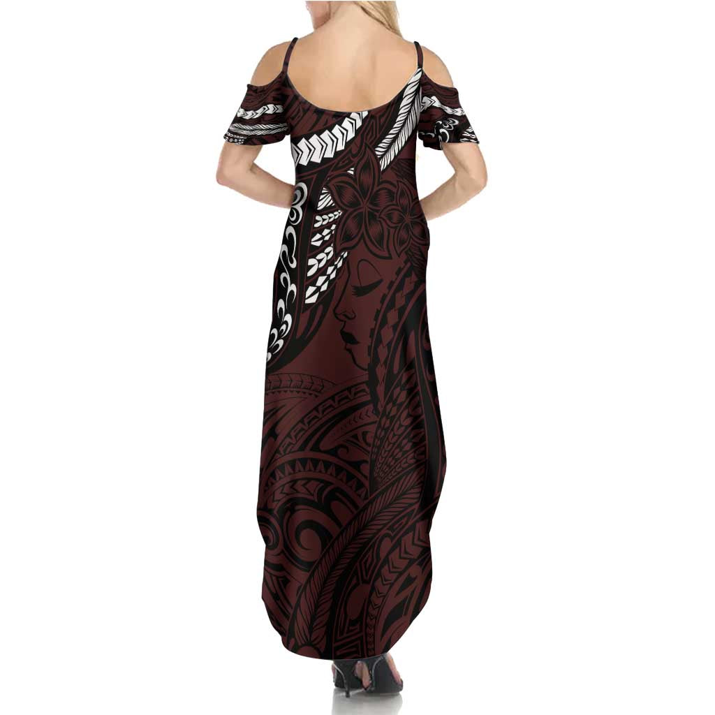 Polynesian Girl Tribal Tattoo Family Matching Summer Maxi Dress and Hawaiian Shirt Oxbood Vibe LT9 - Polynesian Pride
