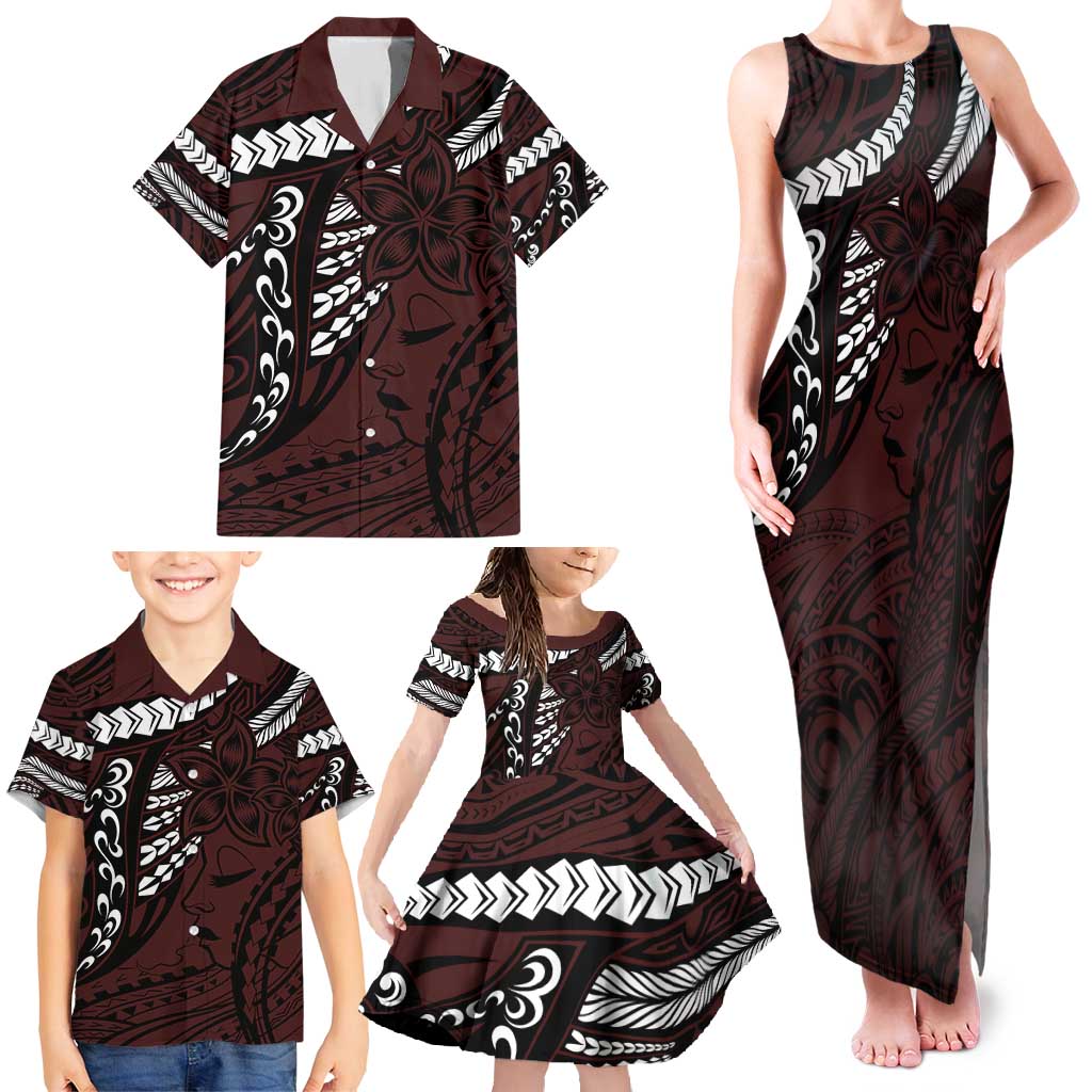 Polynesian Girl Tribal Tattoo Family Matching Tank Maxi Dress and Hawaiian Shirt Oxbood Vibe LT9 - Polynesian Pride
