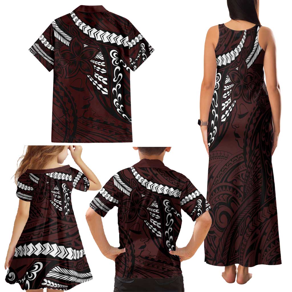 Polynesian Girl Tribal Tattoo Family Matching Tank Maxi Dress and Hawaiian Shirt Oxbood Vibe LT9 - Polynesian Pride