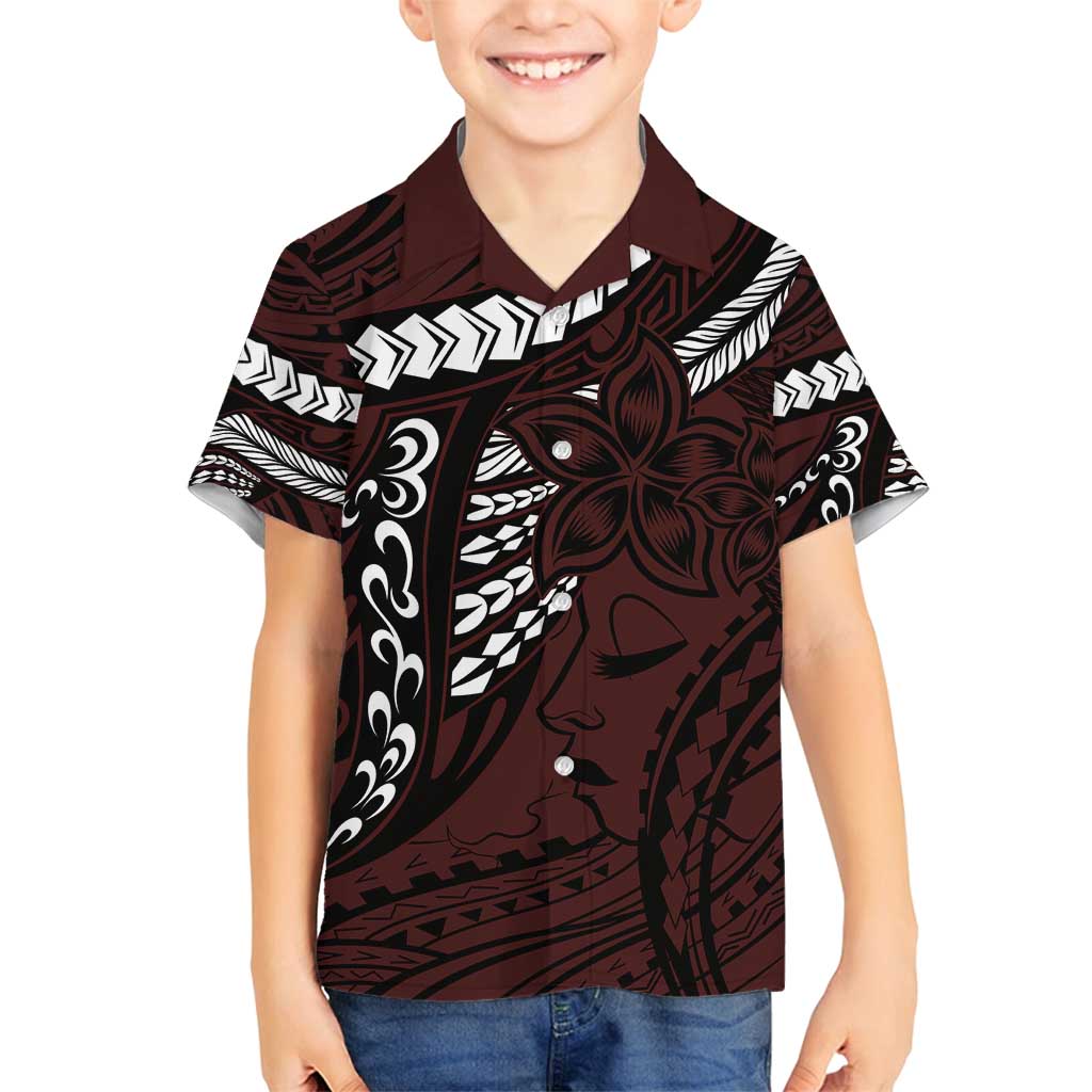 Polynesian Girl Tribal Tattoo Family Matching Tank Maxi Dress and Hawaiian Shirt Oxbood Vibe LT9 Son's Shirt Oxblood - Polynesian Pride