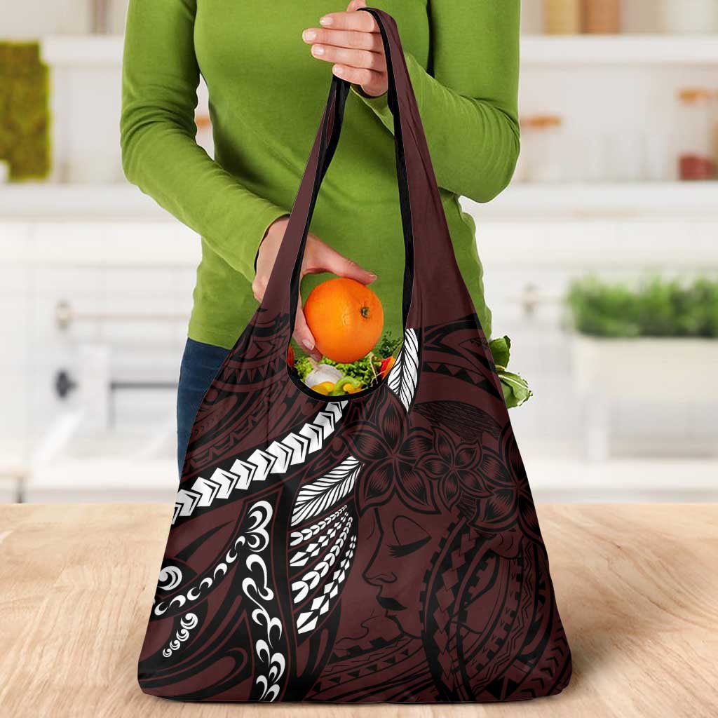 Polynesian Girl Tribal Tattoo Grocery Bag Oxbood Vibe