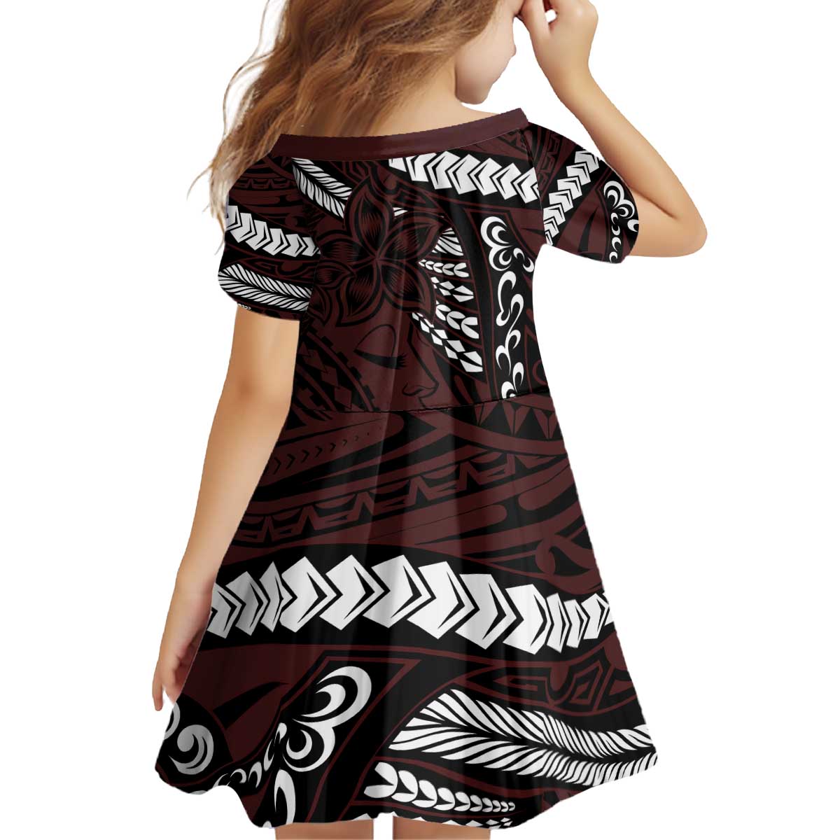 Polynesian Girl Tribal Tattoo Kid Short Sleeve Dress Oxbood Vibe LT9 - Polynesian Pride