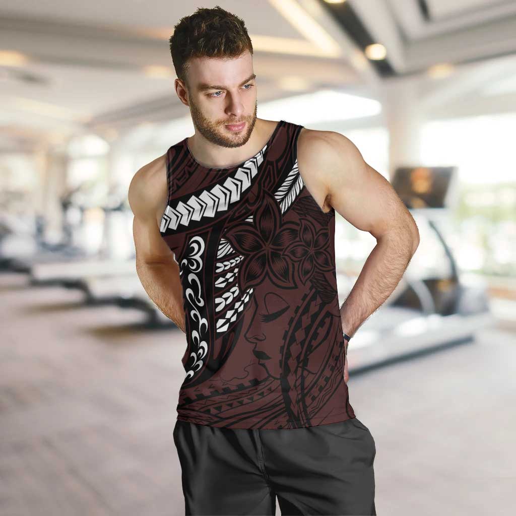 Polynesian Girl Tribal Tattoo Men Tank Top Oxbood Vibe LT9 Oxblood - Polynesian Pride
