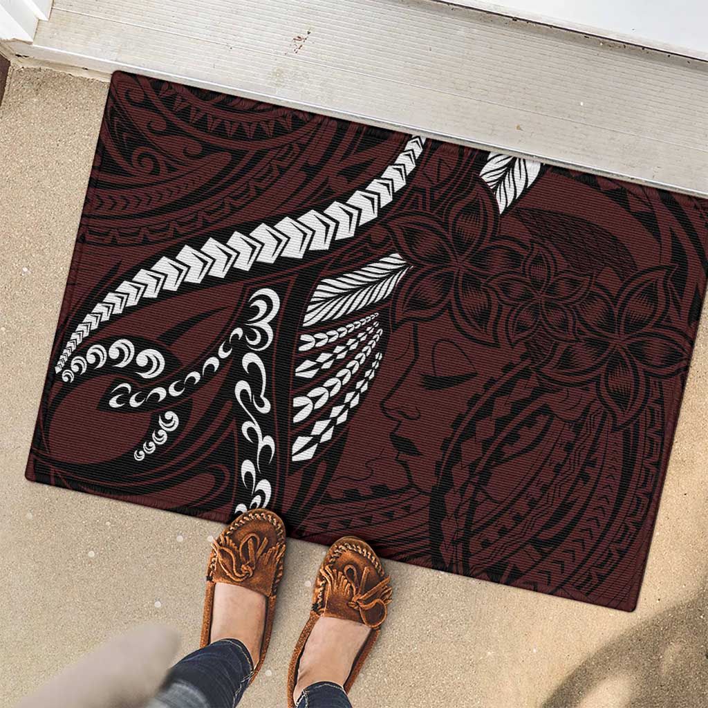 Polynesian Girl Tribal Tattoo Rubber Doormat Oxbood Vibe