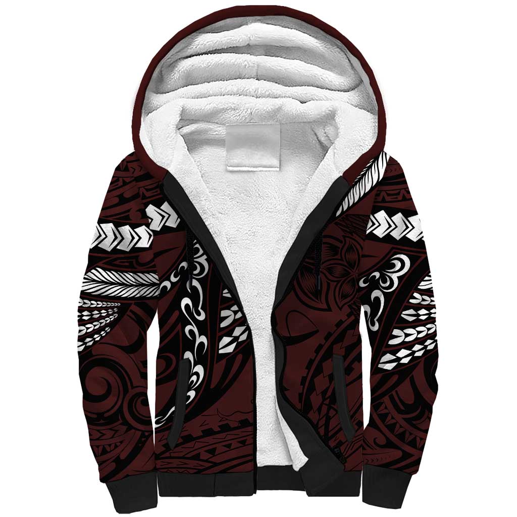 Polynesian Girl Tribal Tattoo Sherpa Hoodie Oxbood Vibe LT9 Unisex Oxblood - Polynesian Pride
