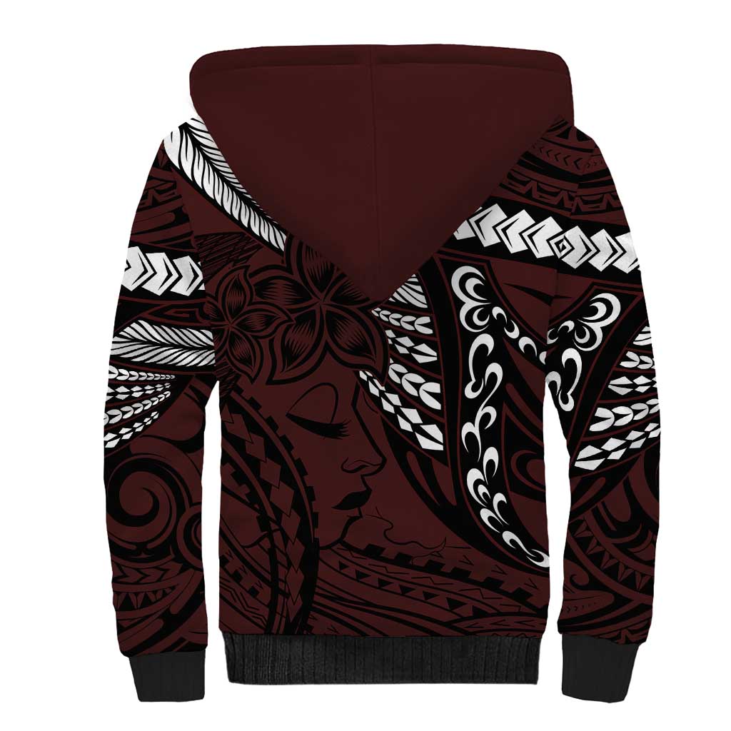 Polynesian Girl Tribal Tattoo Sherpa Hoodie Oxbood Vibe LT9 - Polynesian Pride