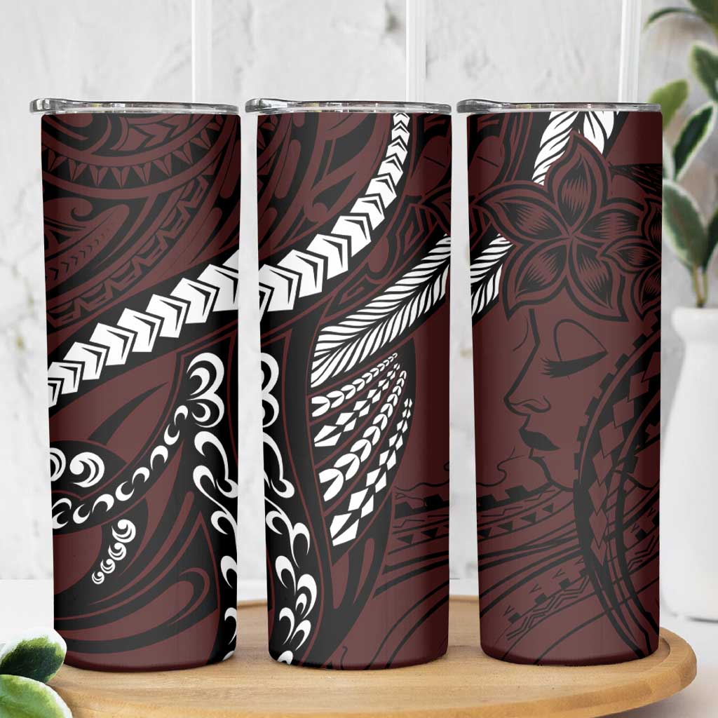 Polynesian Girl Tribal Tattoo Skinny Tumbler Oxbood Vibe LT9 - Polynesian Pride