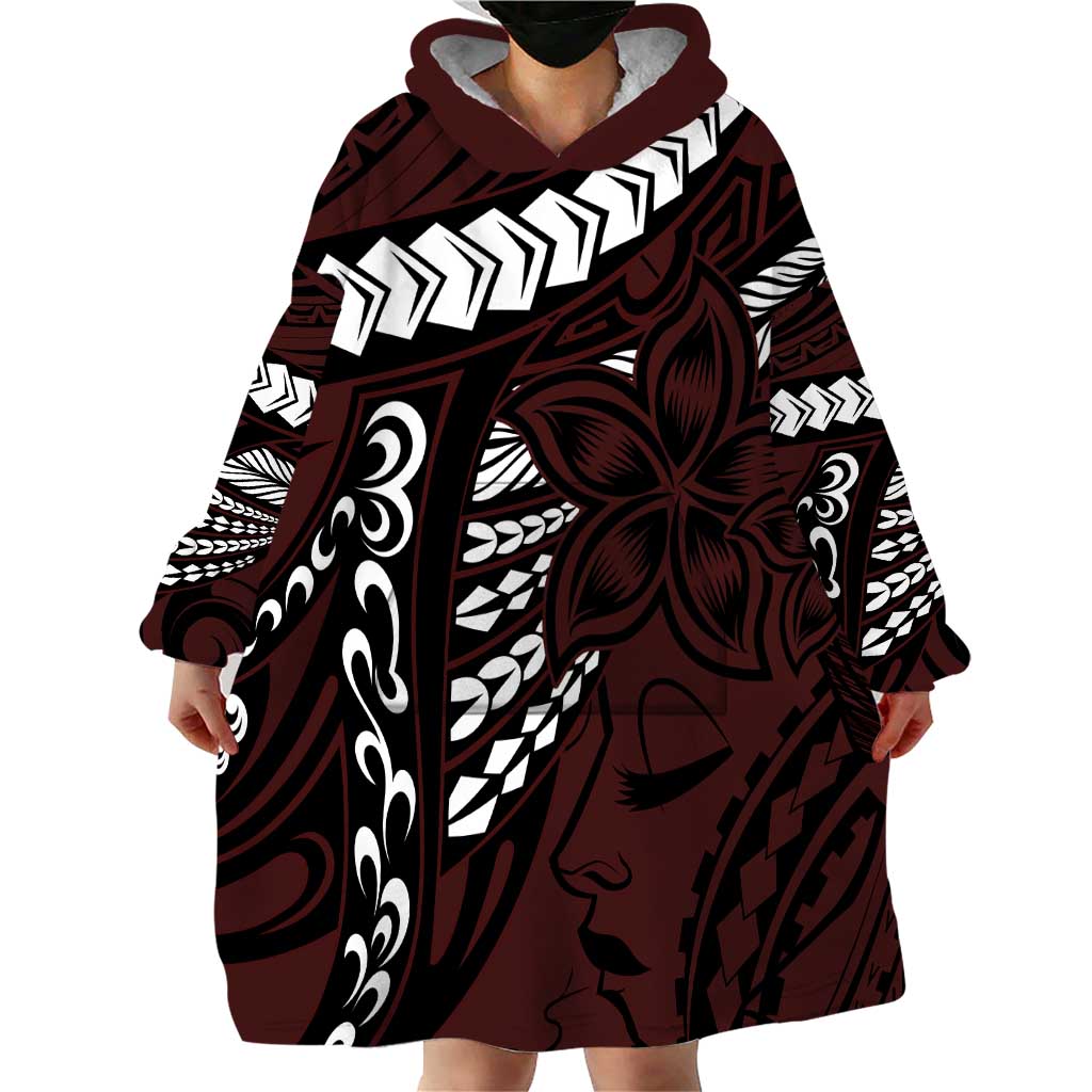 Polynesian Girl Tribal Tattoo Wearable Blanket Hoodie Oxbood Vibe LT9 - Polynesian Pride