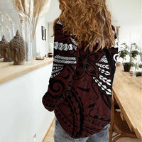 Polynesian Girl Tribal Tattoo Women Casual Shirt Oxbood Vibe LT9 - Polynesian Pride