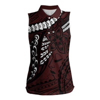 Polynesian Girl Tribal Tattoo Women Sleeveless Polo Shirt Oxbood Vibe LT9 Female Oxblood - Polynesian Pride