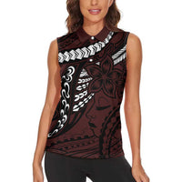 Polynesian Girl Tribal Tattoo Women Sleeveless Polo Shirt Oxbood Vibe LT9 - Polynesian Pride