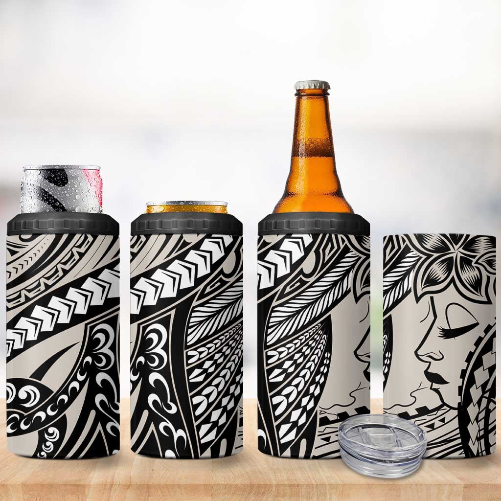 Polynesian Girl Tribal Tattoo 4 in 1 Can Cooler Tumbler Beige Vibe LT9 - Polynesian Pride