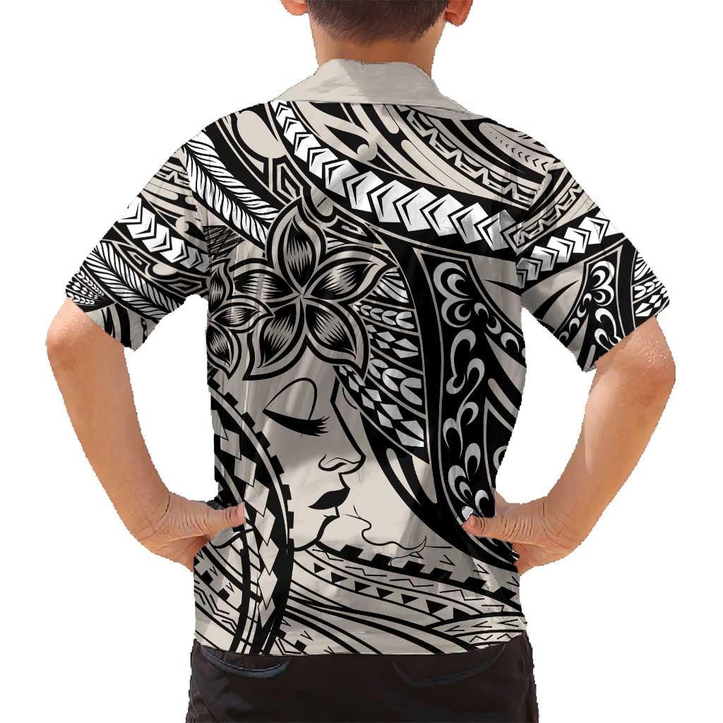 Polynesian Girl Tribal Tattoo Family Matching Long Sleeve Bodycon Dress and Hawaiian Shirt Beige Vibe LT9 - Polynesian Pride