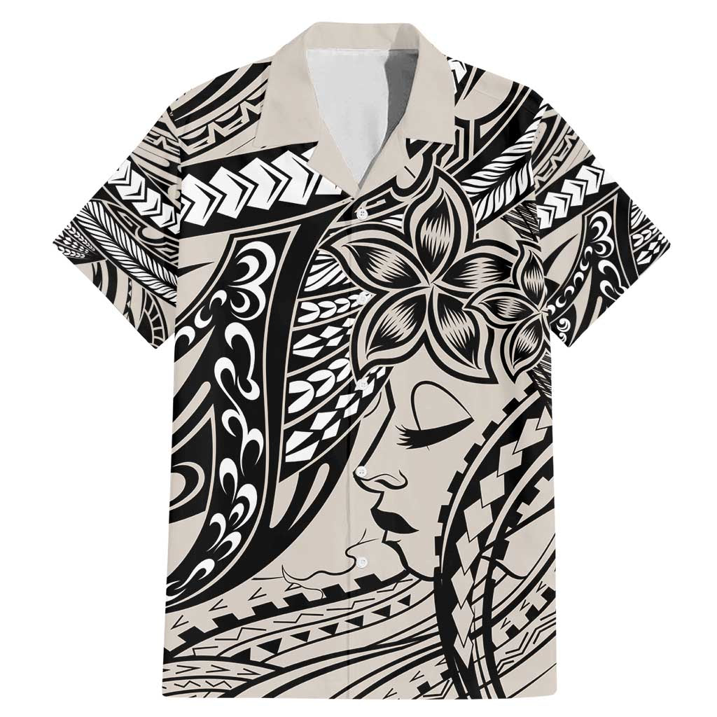 Polynesian Girl Tribal Tattoo Family Matching Mermaid Dress and Hawaiian Shirt Beige Vibe LT9 Dad's Shirt - Short Sleeve Beige - Polynesian Pride