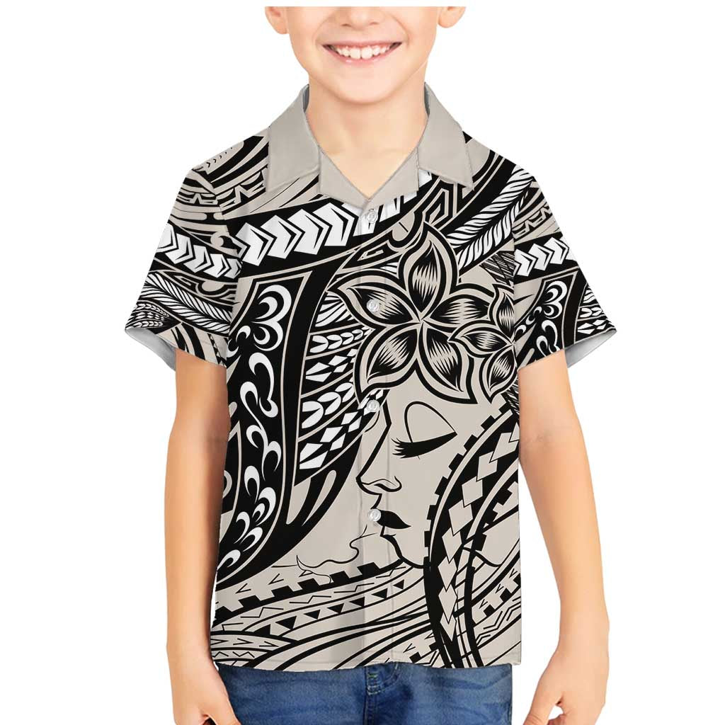 Polynesian Girl Tribal Tattoo Family Matching Mermaid Dress and Hawaiian Shirt Beige Vibe LT9 Son's Shirt Beige - Polynesian Pride