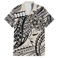 Polynesian Girl Tribal Tattoo Family Matching Off Shoulder Maxi Dress and Hawaiian Shirt Beige Vibe LT9 Dad's Shirt - Short Sleeve Beige - Polynesian Pride