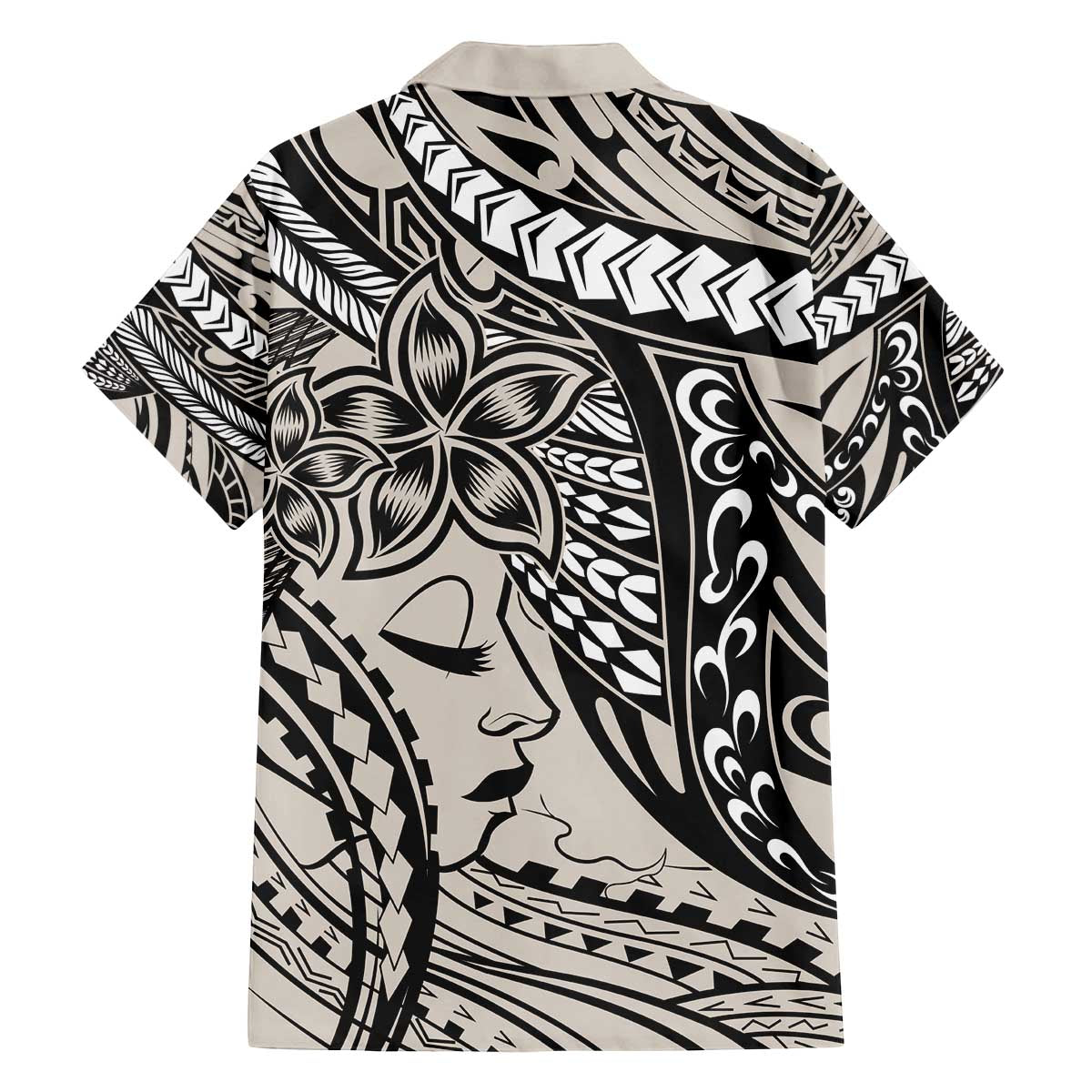 Polynesian Girl Tribal Tattoo Family Matching Off Shoulder Short Dress and Hawaiian Shirt Beige Vibe LT9 - Polynesian Pride