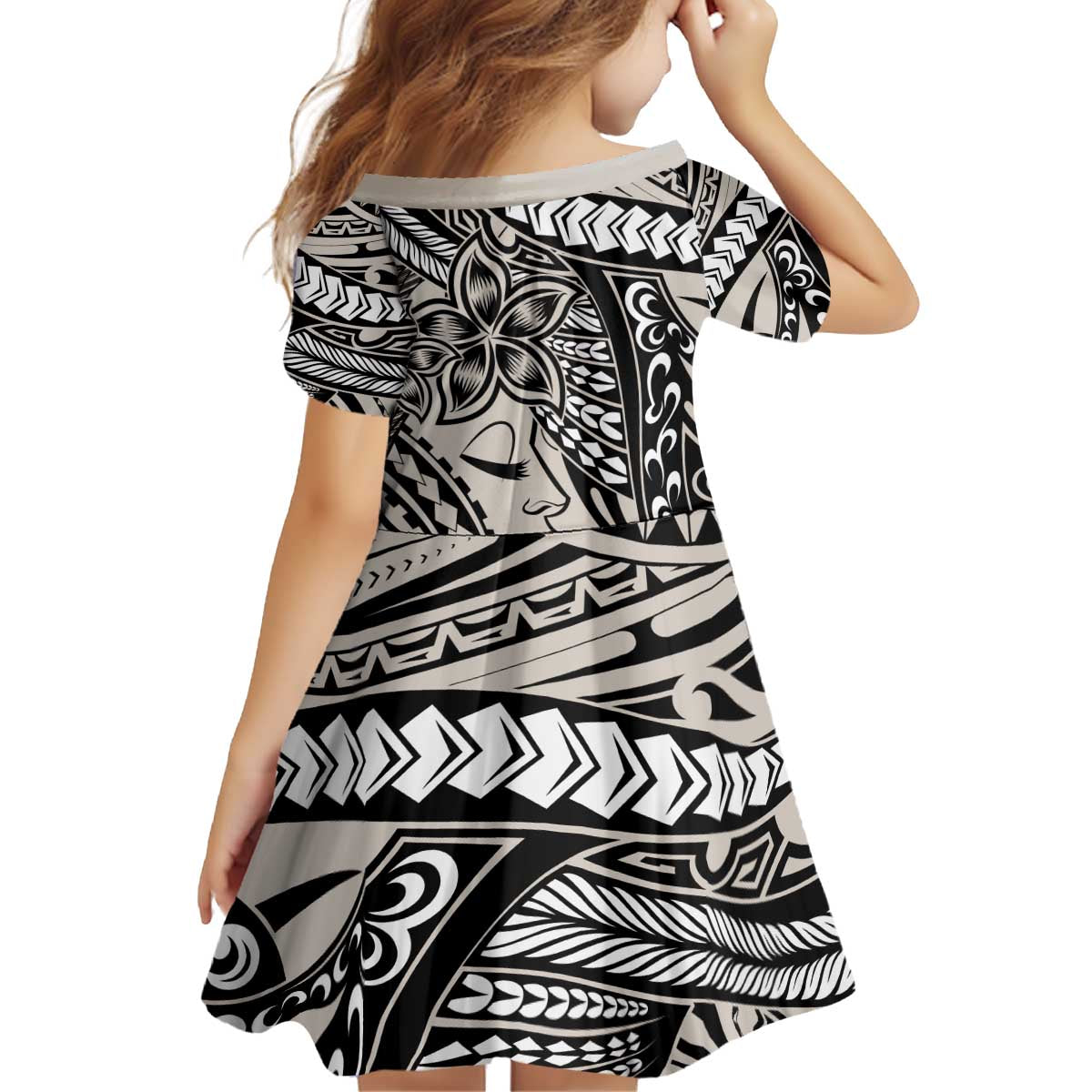 Polynesian Girl Tribal Tattoo Family Matching Puletasi and Hawaiian Shirt Beige Vibe LT9 - Polynesian Pride