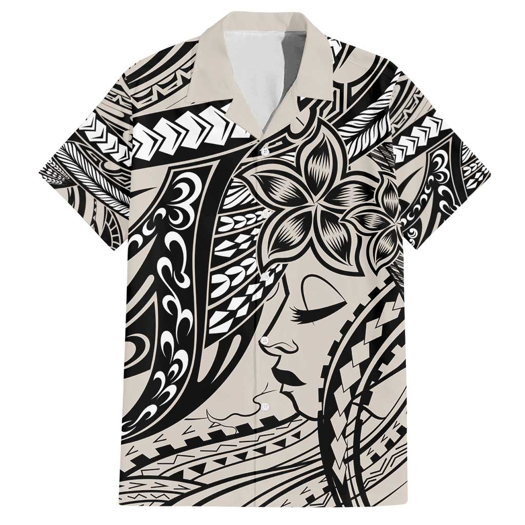 Polynesian Girl Tribal Tattoo Family Matching Summer Maxi Dress and Hawaiian Shirt Beige Vibe LT9 Dad's Shirt - Short Sleeve Beige - Polynesian Pride